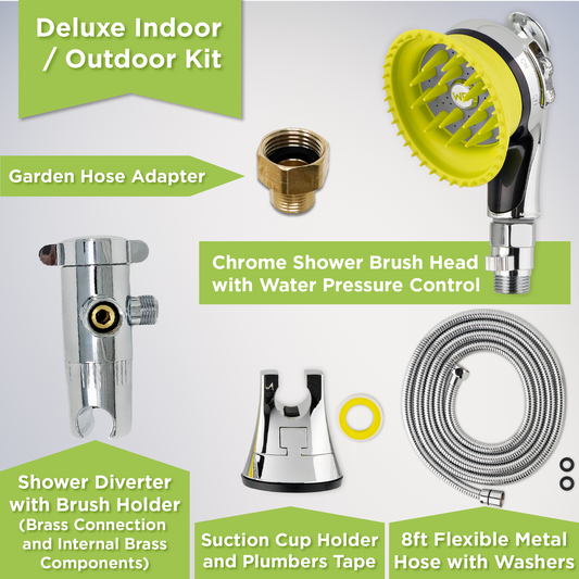 Wondurdog Deluxe Indoor / Outdoor Dog Wash Kit for Shower and Garden Hose with Water Pressure Control