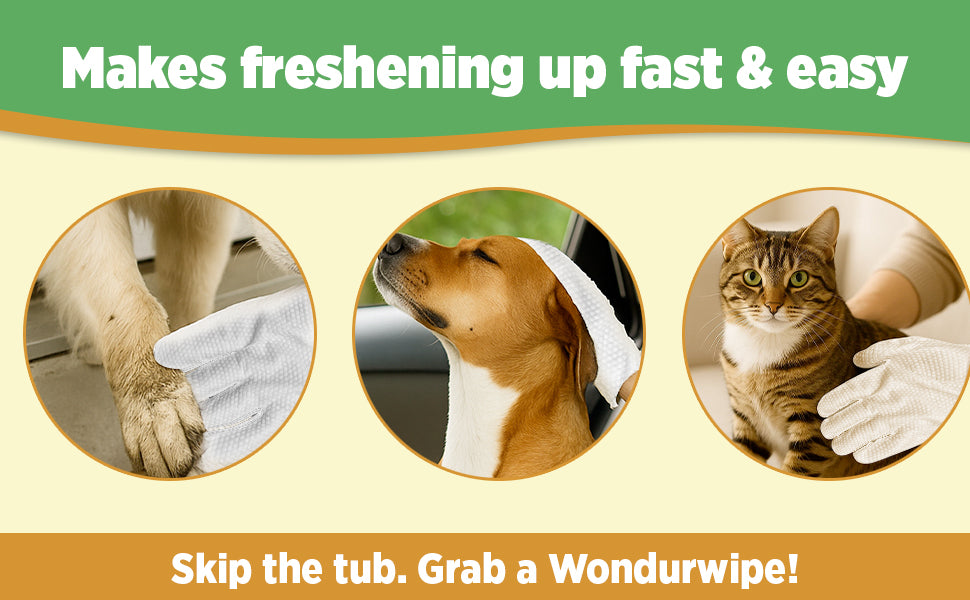12pc. Premiun Pet Glove Cleaning Wipes – Textured, Hypoallergenic, Odor Control & Whole-Body Gentle | Wondurwipes by Wondurdog