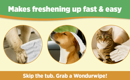 12pc. Premiun Pet Glove Cleaning Wipes – Textured, Hypoallergenic, Odor Control & Whole-Body Gentle | Wondurwipes by Wondurdog