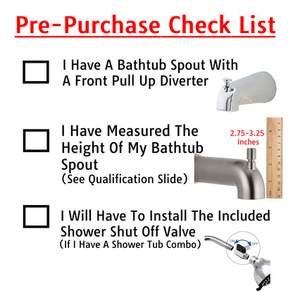 Wondurdog LARGE SIZED Bathtub Spout and Garden Hose Attachment Dog Wash Kit w/Splash Shield and Rubber Scrubbing Teeth. Tub Spouts with Front Pull Up Diverter Only. Spout Height 2.75" - 3.20".