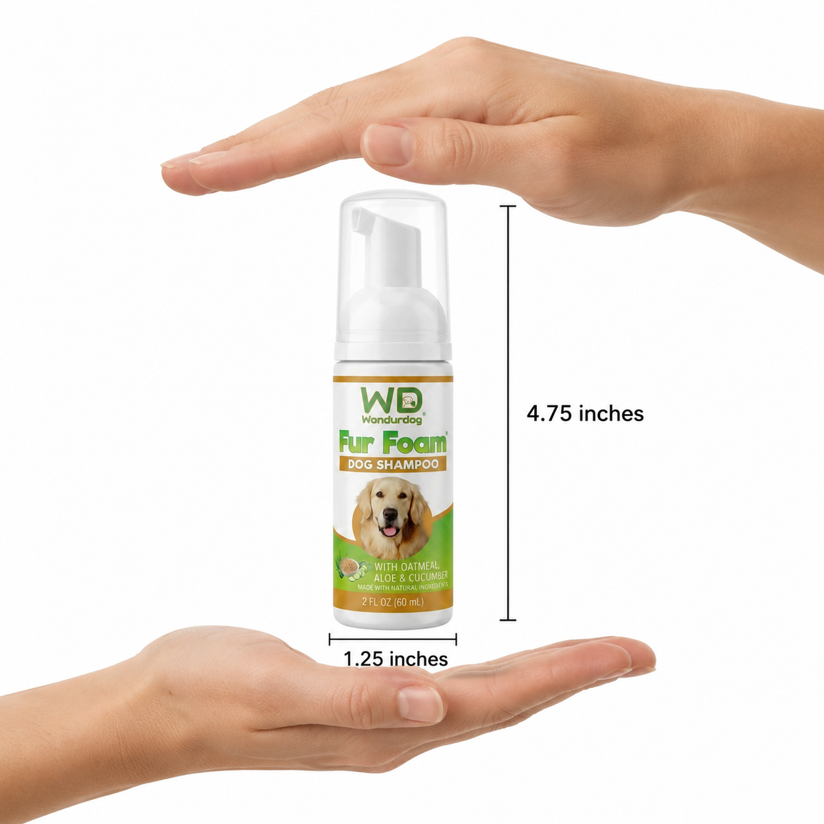 Wondurdog Fur Foam Dog Shampoo, 8-Pack Mini Size (2oz Each) — Oatmeal, Coconut, Aloe & Cucumber — Hypoallergenic, Moisturizes Dry Skin, Softens Coat, Lathers from Bottle