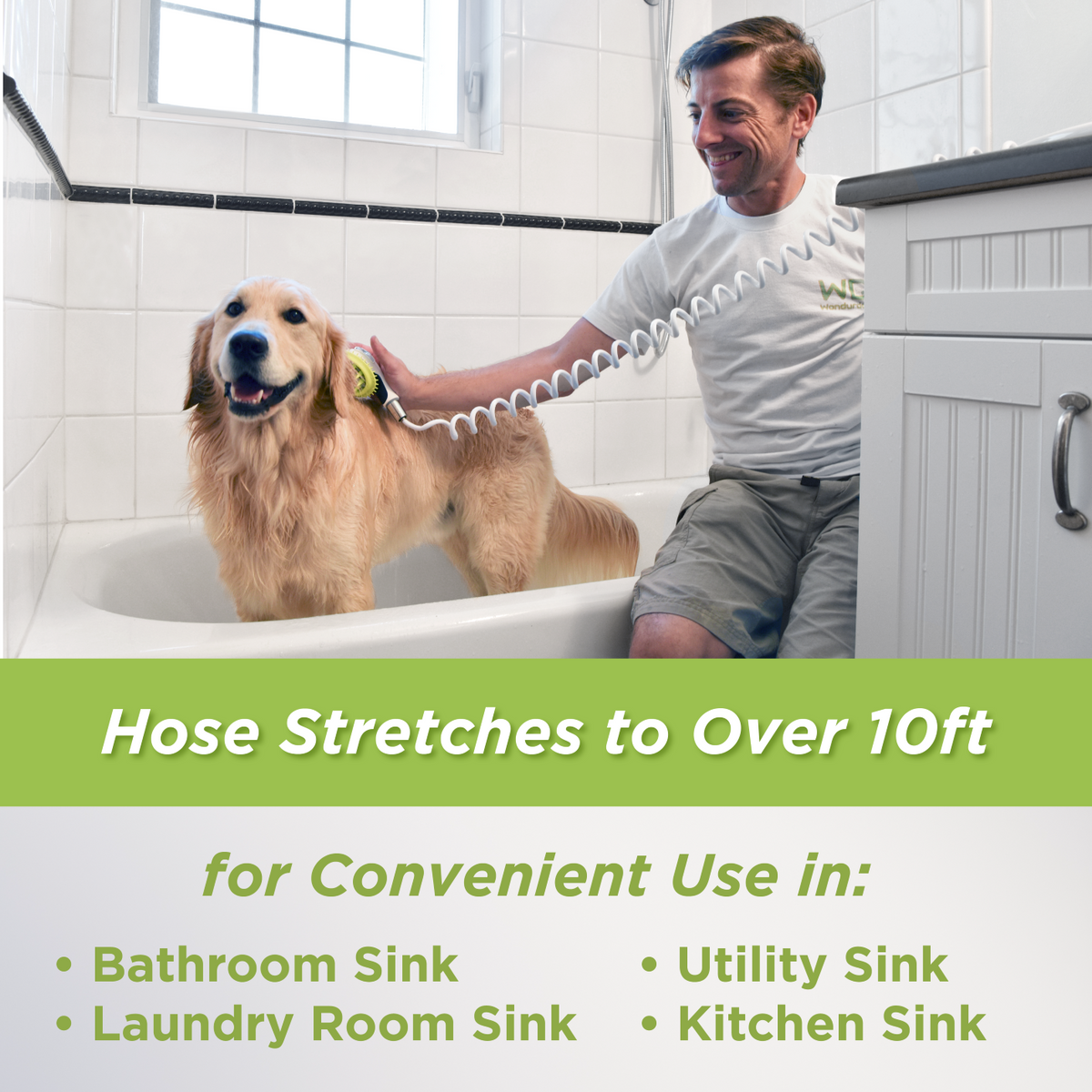 MOSELNY Sink Faucet Sprayer Attachment – 79" Hose With 5 Adapters, ON/OFF Shower Head For Hair Washing, Pet Rinse & Baby Bath