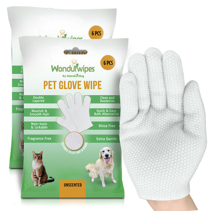 12pc. Premiun Pet Glove Cleaning Wipes – Textured, Hypoallergenic, Odor Control & Whole-Body Gentle | Wondurwipes by Wondurdog