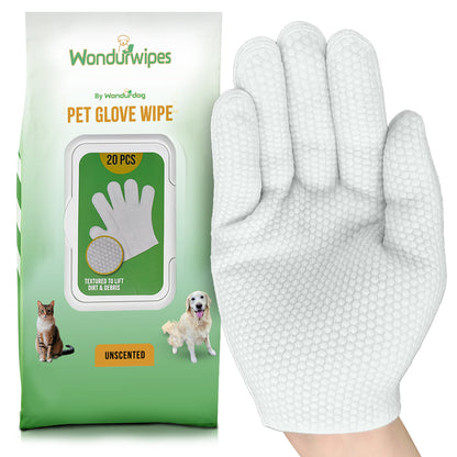 20pc. Premium Pet Glove Cleaning Wipes – Textured, Hypoallergenic, Odor Control & Whole-Body Gentle | Wondurwipes by Wondurdog
