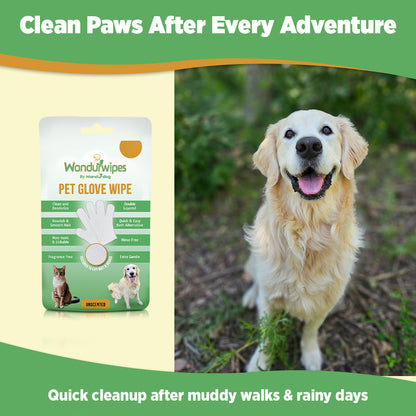12pc. Premiun Pet Glove Cleaning Wipes – Textured, Hypoallergenic, Odor Control & Whole-Body Gentle | Wondurwipes by Wondurdog