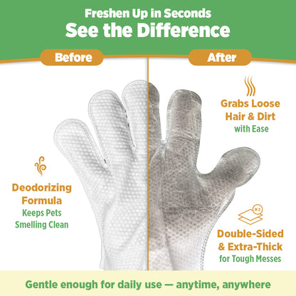 36pc. Premium Pet Glove Cleaning Wipes for Dogs & Cats | Textured, Deodorizing & Hypoallergenic Gloves with Aloe Vera & Shea Butter – Gentle, Skin-Safe Wipes for Fur, Face & Body, Odor Control