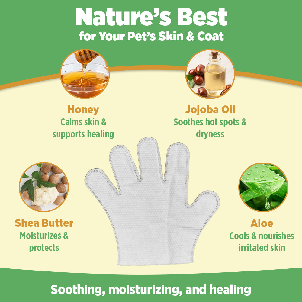 36pc. Premium Pet Glove Cleaning Wipes for Dogs & Cats | Textured, Deodorizing & Hypoallergenic Gloves with Aloe Vera & Shea Butter – Gentle, Skin-Safe Wipes for Fur, Face & Body, Odor Control