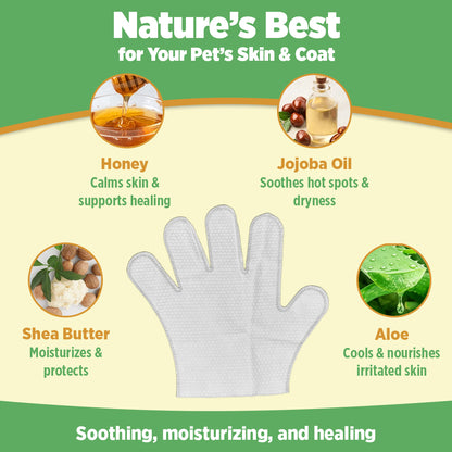 36pc. Premium Pet Glove Cleaning Wipes for Dogs & Cats | Textured, Deodorizing & Hypoallergenic Gloves with Aloe Vera & Shea Butter – Gentle, Skin-Safe Wipes for Fur, Face & Body, Odor Control