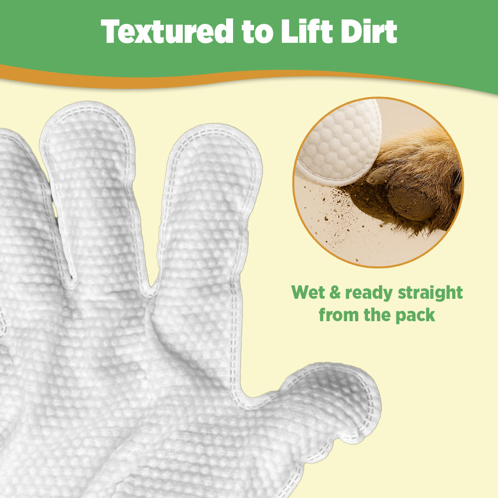 12pc. Premiun Pet Glove Cleaning Wipes – Textured, Hypoallergenic, Odor Control & Whole-Body Gentle | Wondurwipes by Wondurdog