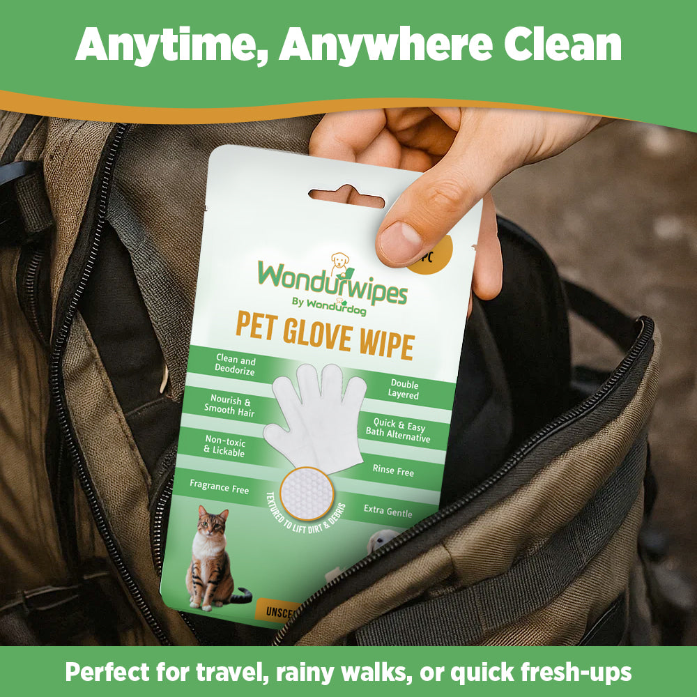 12pc. Premiun Pet Glove Cleaning Wipes – Textured, Hypoallergenic, Odor Control & Whole-Body Gentle | Wondurwipes by Wondurdog