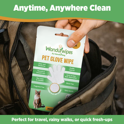12pc. Premiun Pet Glove Cleaning Wipes – Textured, Hypoallergenic, Odor Control & Whole-Body Gentle | Wondurwipes by Wondurdog
