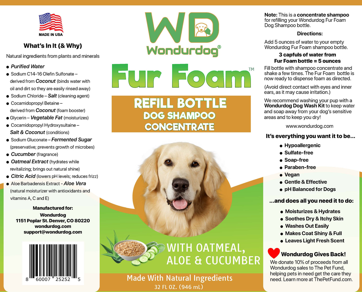 Wondurdog Fur Foam Refill Bottle - Concentrate