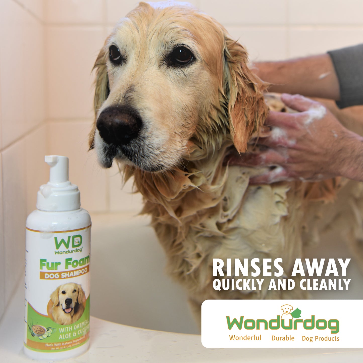 Wondurdog Fur Foam Dog Shampoo with Oatmeal, Coconut, Aloe and Cucumber