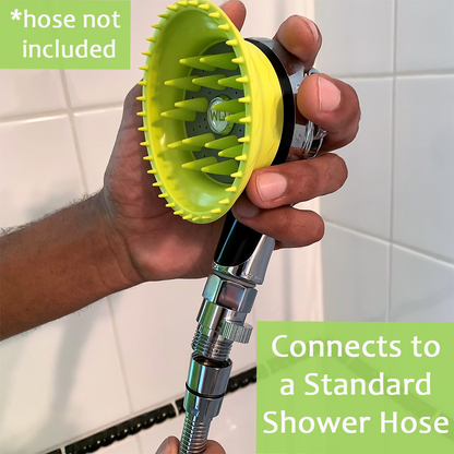 Wondurdog Deluxe Shower Brush with Rubber Grooming Teeth, Splash Shield and Water Pressure Control (*Shower Brush Only)
