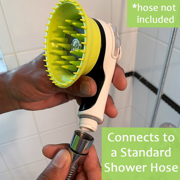 Wondurdog Shower Brush with Rubber Grooming Teeth and Splash Shield. (*Shower Brush Only)