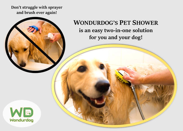 Wondurdog Quality Indoor / Outdoor Dog Wash Kit for Shower and Garden Hose
