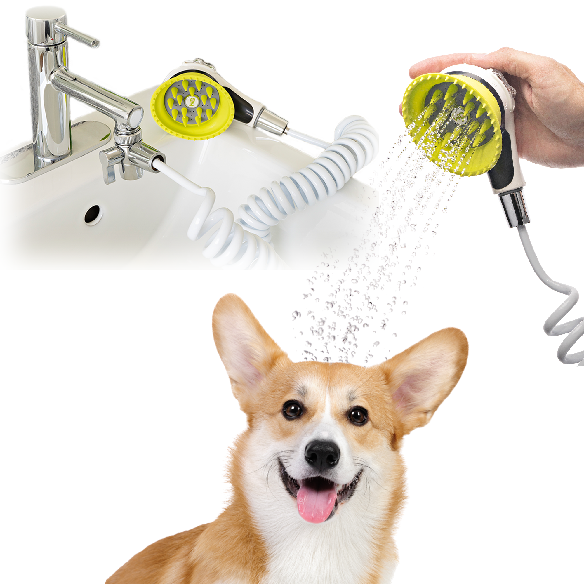 Wondurdog Quality Dog Wash Kit for Shower with Splash Shield Handle and Rubber